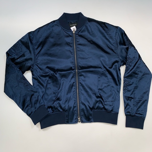 PacSun Jackets & Coats Pacsun Navy Embroidered Bomber Jacket Poshmark